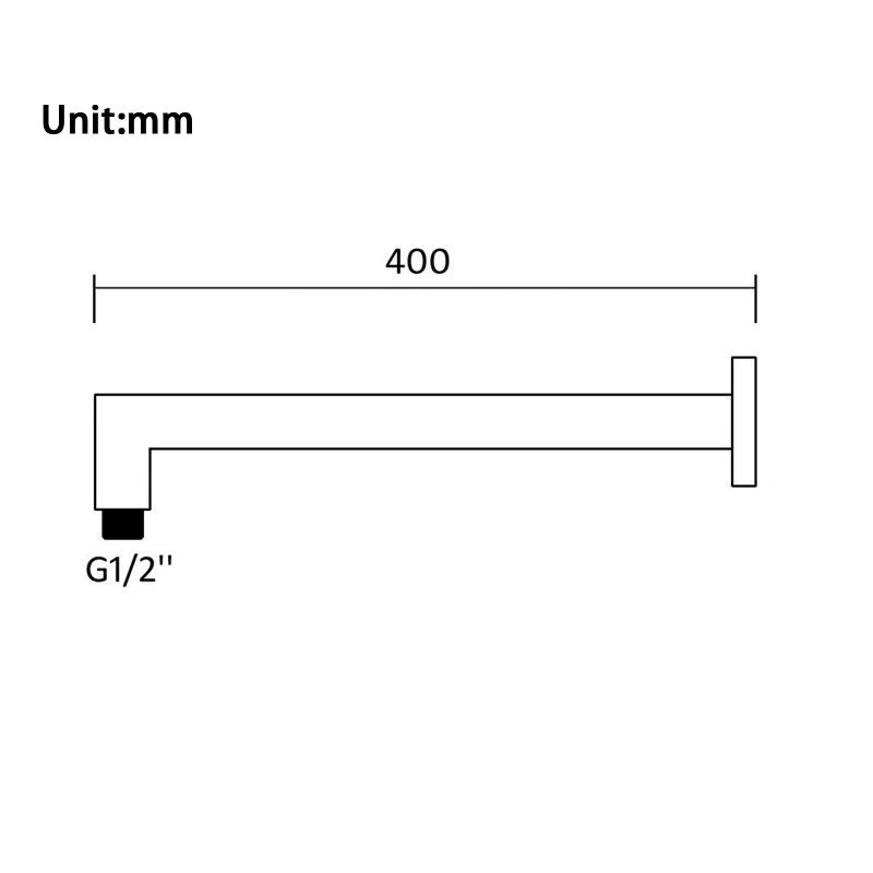 Shower Arm 400mm Square Stainless Steel Wall Mounted Matte Black