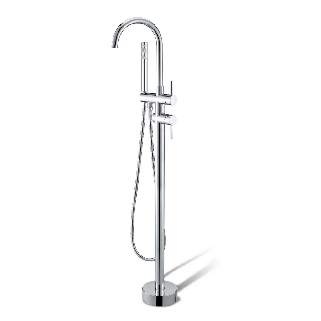 Freestanding Mixer With Diverter & Handheld Shower Round Chrome