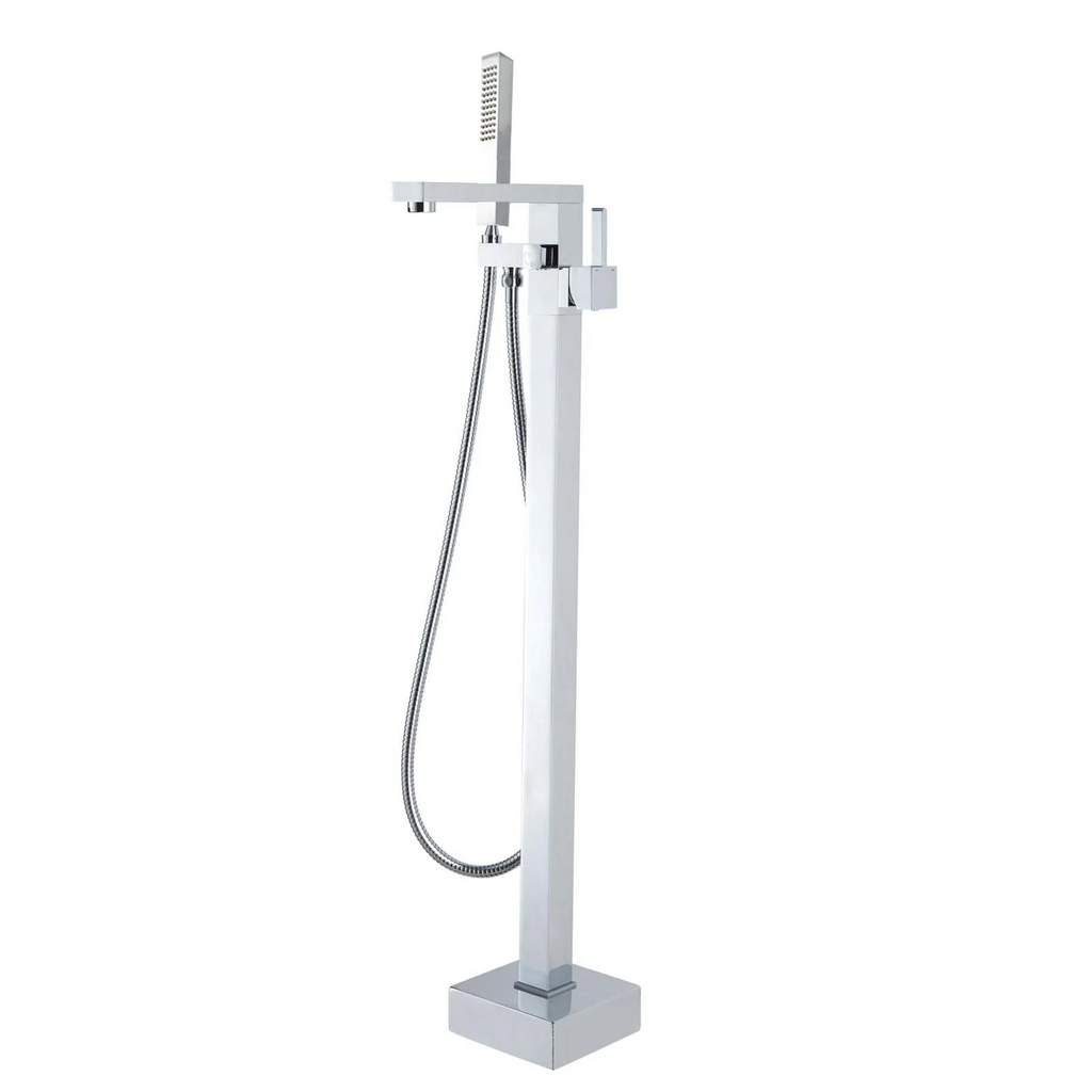 Freestanding Mixer With Diverter & Handheld Shower Square Chrome