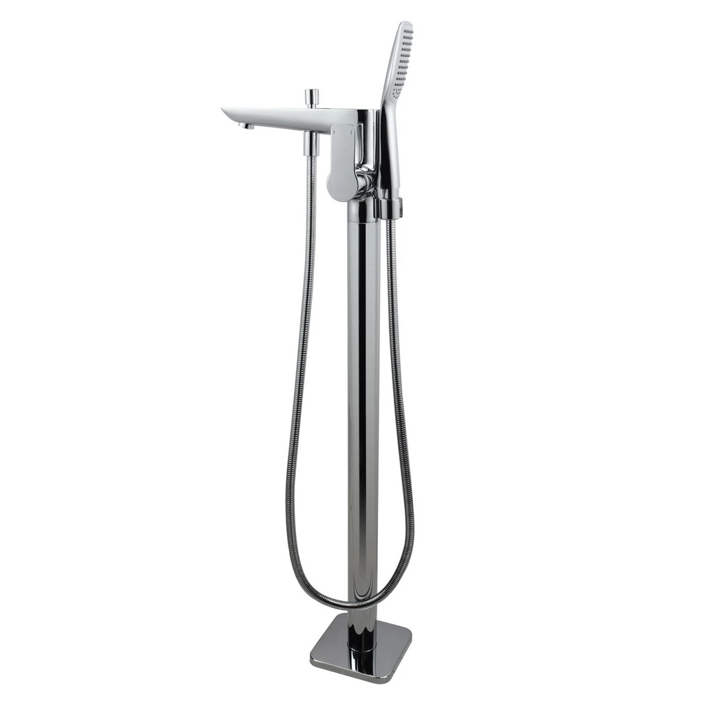 Freestanding Mixer With Diverter & Handheld Shower Round Chrome (Brass)