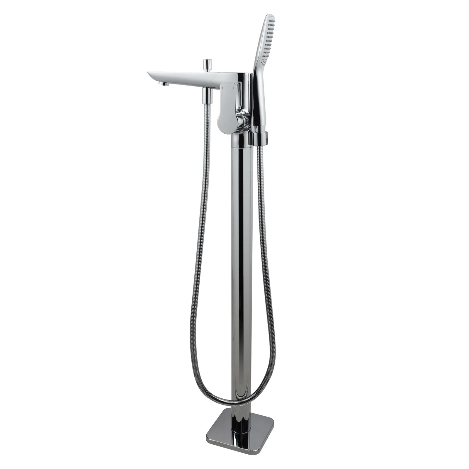 Freestanding Mixer With Diverter & Handheld Shower Round Chrome (Brass)