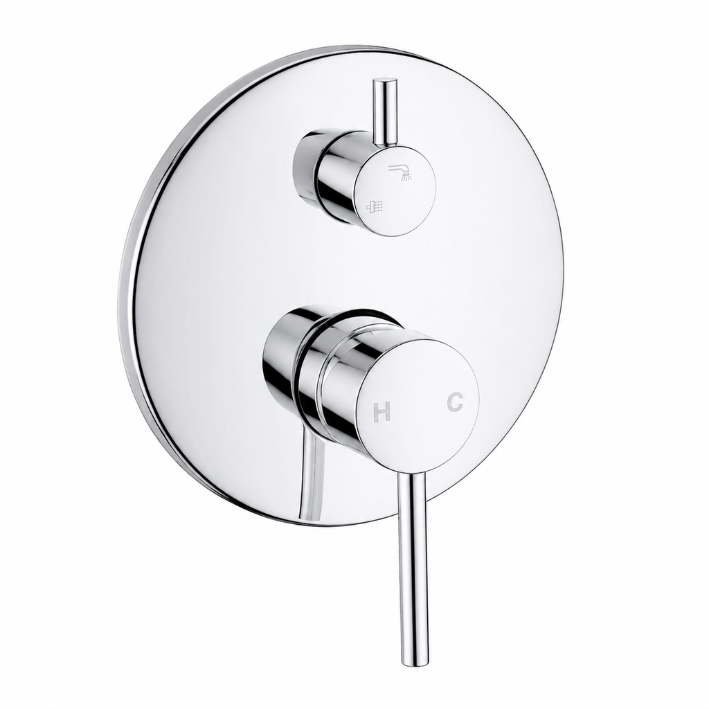 LUCID PIN Series Shower/Bath Wall Mixer with Diverter Round Chrome