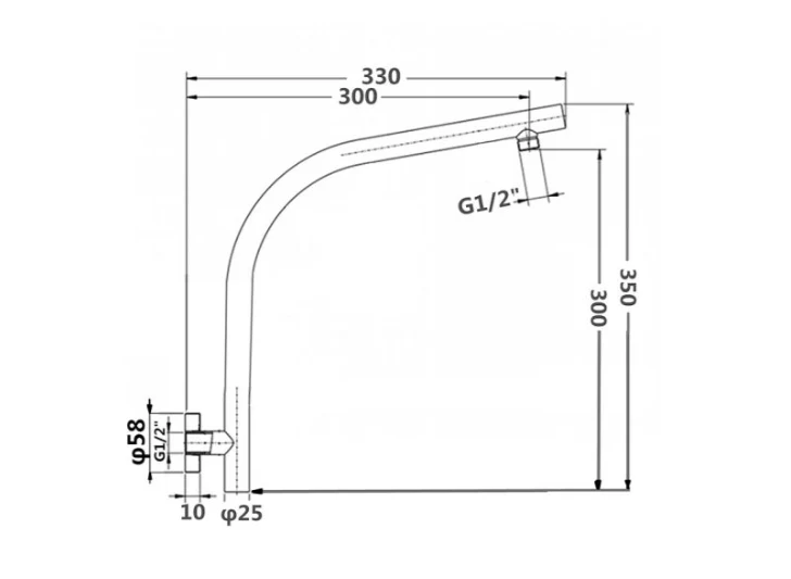 Shower Round Wall Mounted Arm Gooseneck Stainless Steel Brushed Brass