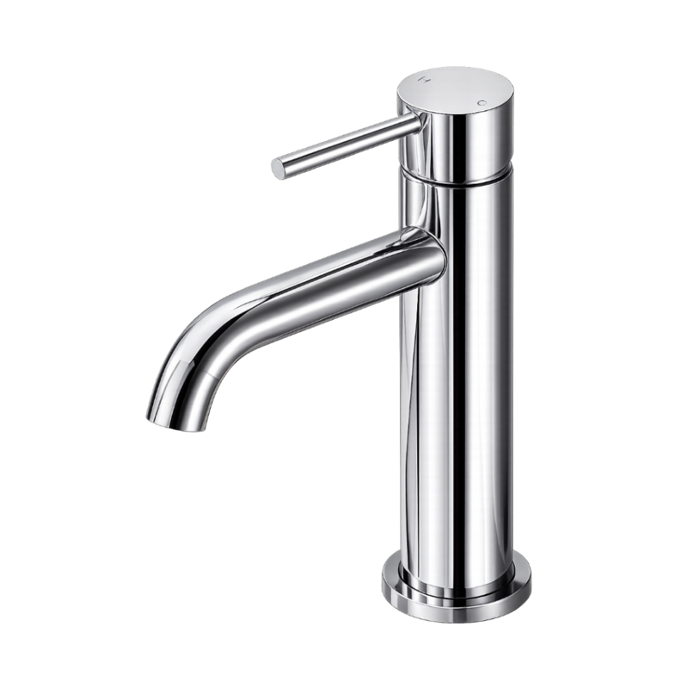 LUCID PIN Short Basin Mixer Series Round Chrome