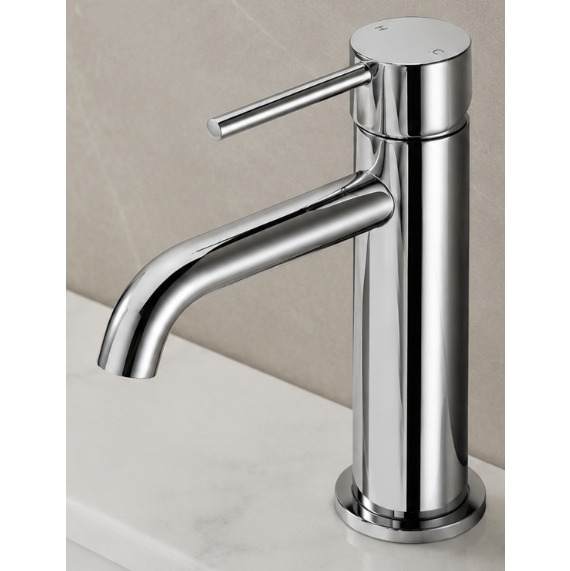 LUCID PIN Short Basin Mixer Series Round Chrome