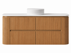 Bristol 1200mm Single Basin Fluted Rosewood Curved Wall hung Vanity