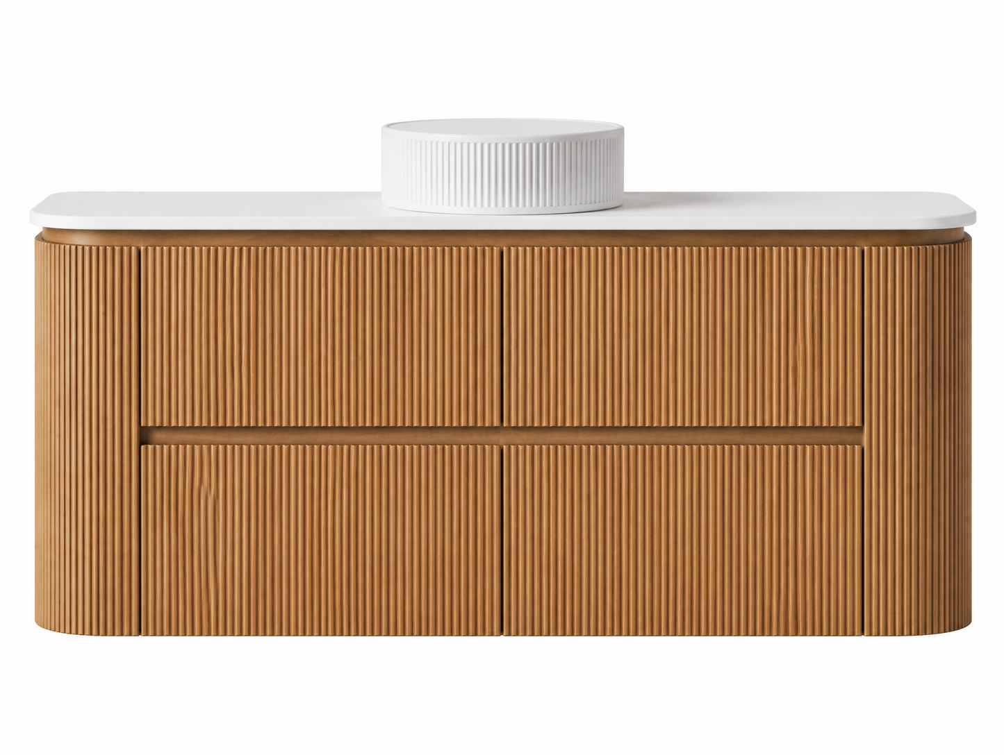 Bristol 1200mm Single Basin Fluted Rosewood Curved Wall hung Vanity