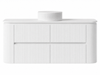 Bristol 1200mm Single Basin Fluted Matt White Curved Wall hung Vanity