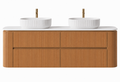 Bristol 1500mm Double Basin Fluted Rosewood Curved Wall hung Vanity