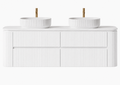 Bristol 1500mm Double Basin Fluted Matt White Curved Wall hung Vanity