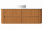 Bristol 1500mm Single Basin Fluted Rosewood Curved Wall hung Vanity