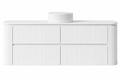 Bristol 1500mm Single Basin Fluted Matt White Curved Wall hung Vanity