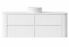Bristol 1500mm Single Basin Fluted Matt White Curved Wall hung Vanity