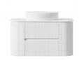 Bristol 900mm Fluted Matt White Curved Wall hung Vanity