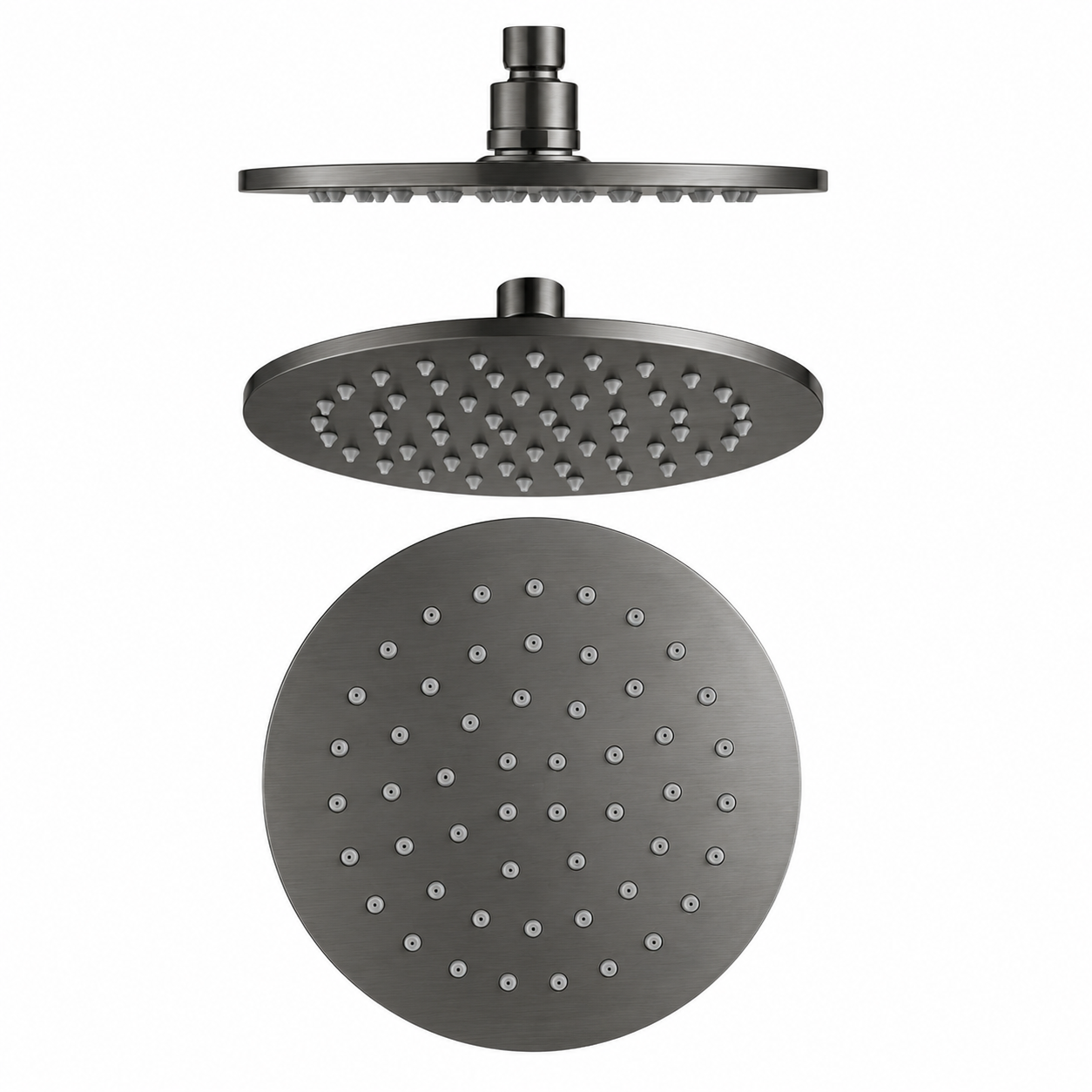 Round Rainfall Shower Head 250mm Brass Gun Metal Grey