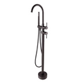 Freestanding Mixer With Diverter & Handheld Shower Round Gun Metal Grey