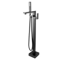 Freestanding Mixer With Diverter & Handheld Shower Square Gun Metal Grey