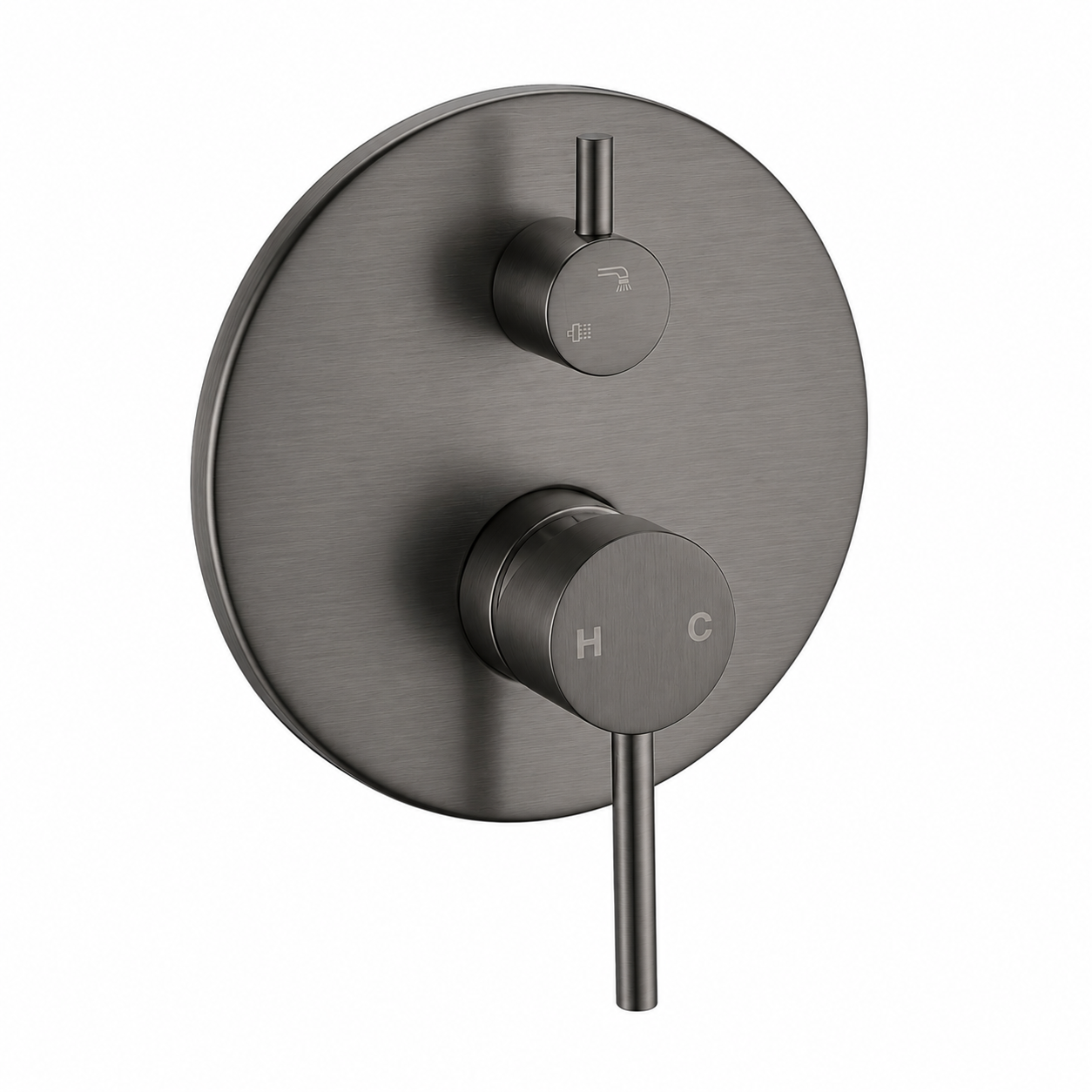LUCID PIN Series Shower/Bath Wall Mixer with Diverter Round Gun Metal Grey