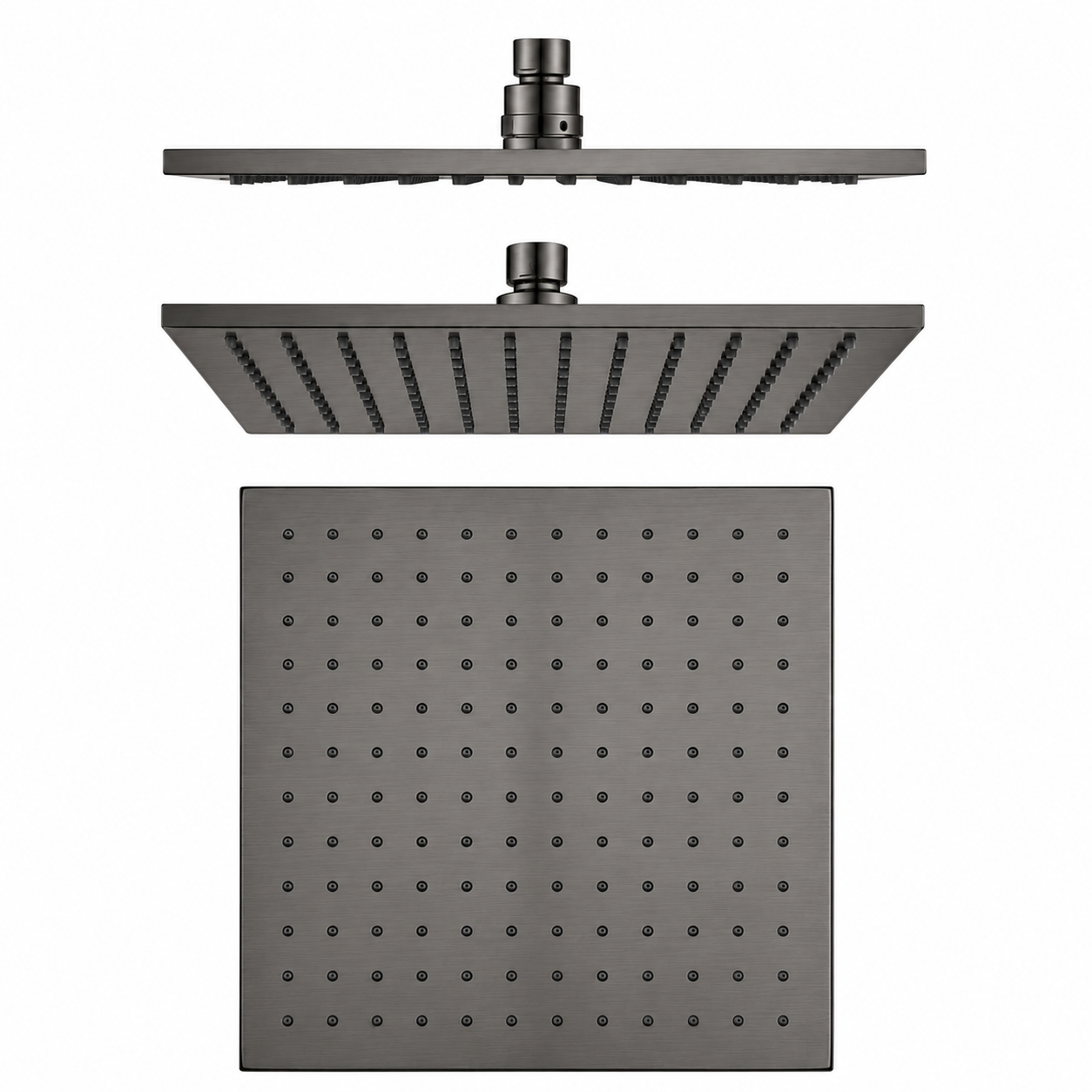 Square Rainfall Shower Head 250mm Brass Gun Metal Grey