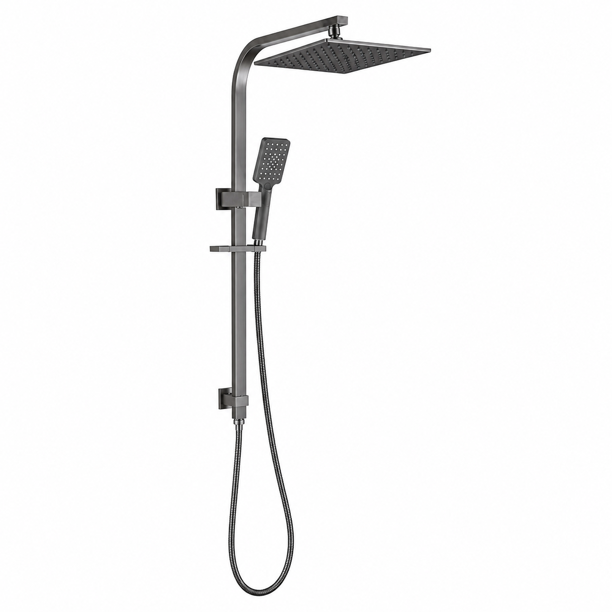 Shower Station (Shower Set) Top Water Inlet 250 Square Gun Metal Grey