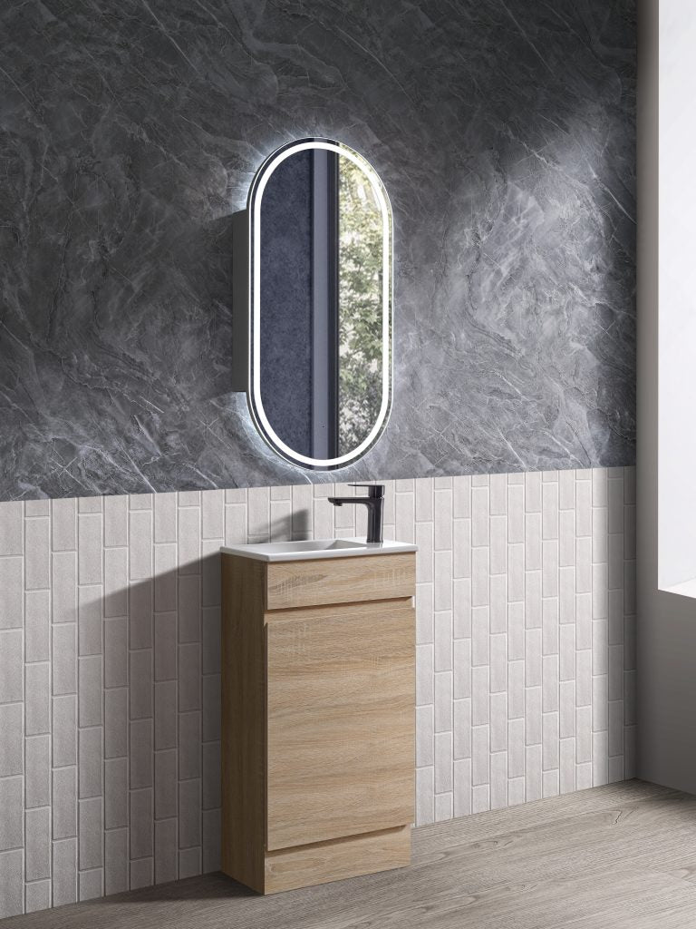 Bristol 450x250x860 Floorstanding Vanity Natural Timber