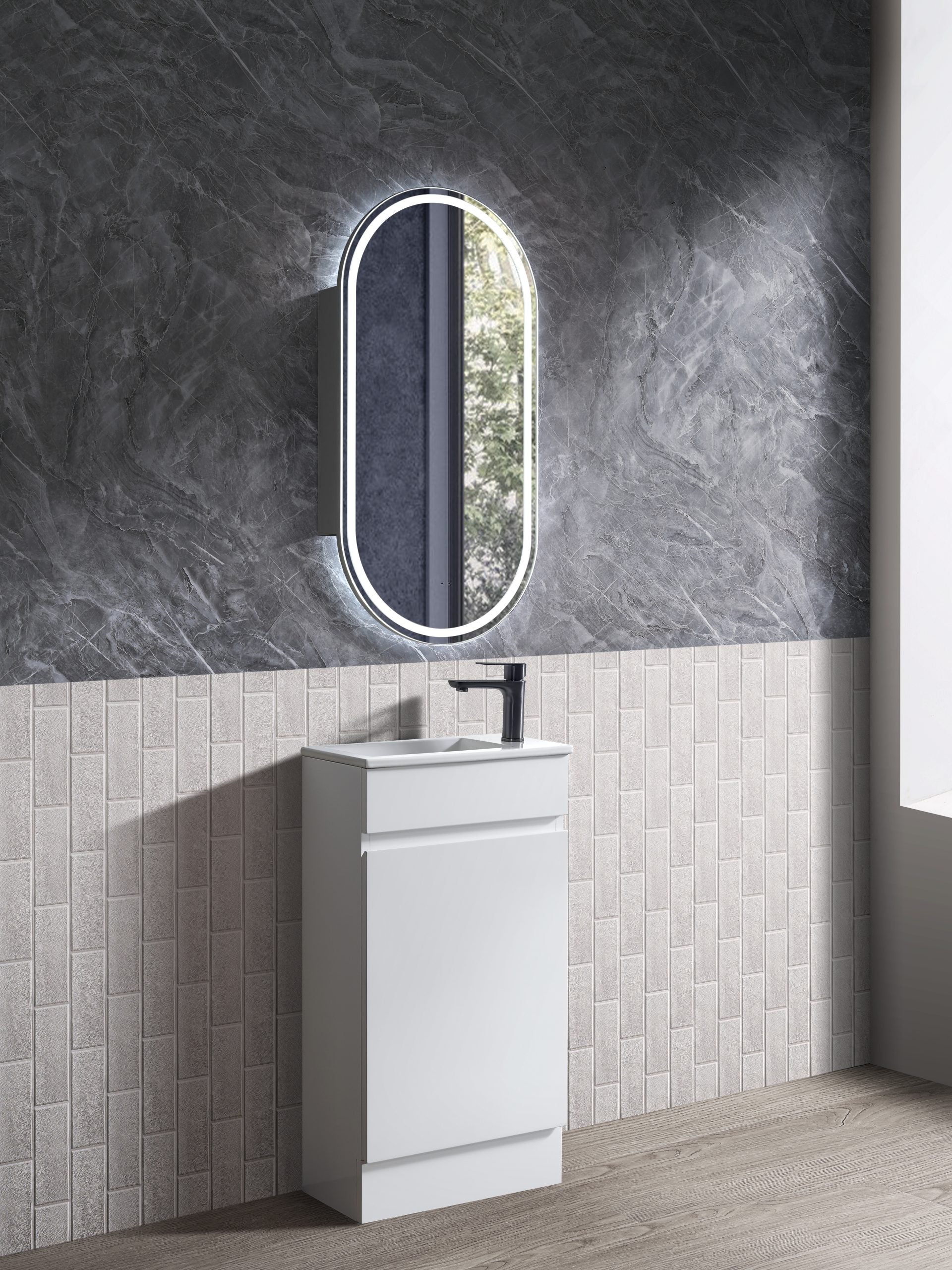 Bristol 450x250x860 Floorstanding Vanity Gloss White