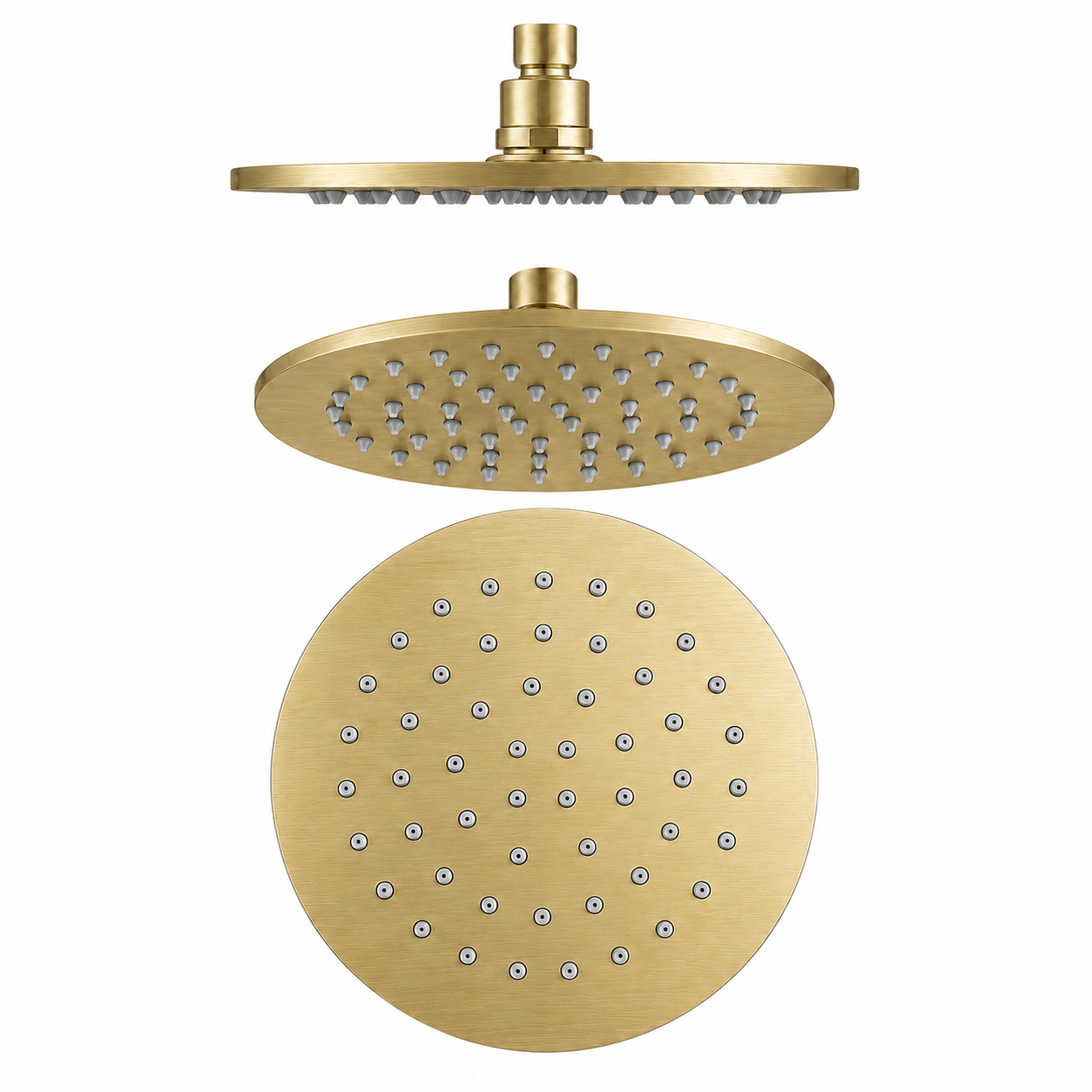 Round Rainfall Shower Head 250mm Brass Light Brushed Brass