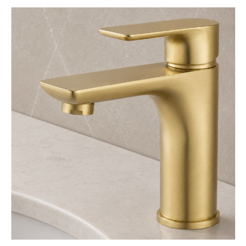 VOG Series Short Basin Mixer Light Brushed Brass