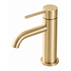 LUCID PIN Short Basin Mixer Series Round Light Brushed Brass