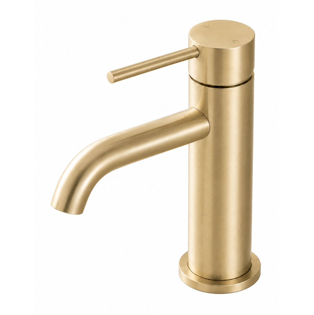 LUCID PIN Short Basin Mixer Series Round Light Brushed Brass