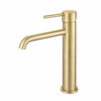 LUCID PIN Series Round Tall Basin Mixer Light Brushed Brass