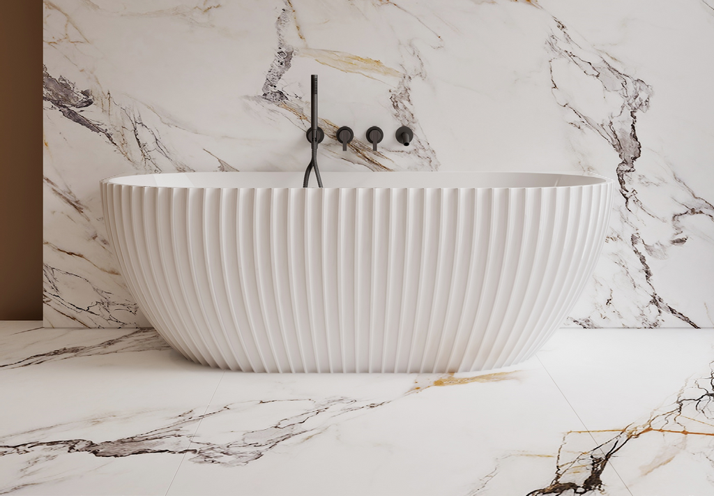 1500x750x580 Lamont Collection Back To Wall Bathtub Matt White