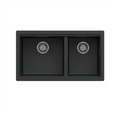 786x446x200mm Carysil Maples Double Bowl Granite Kitchen Sink Deep Black