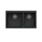 786x446x200mm Carysil Maples Double Bowl Granite Kitchen Sink Deep Black