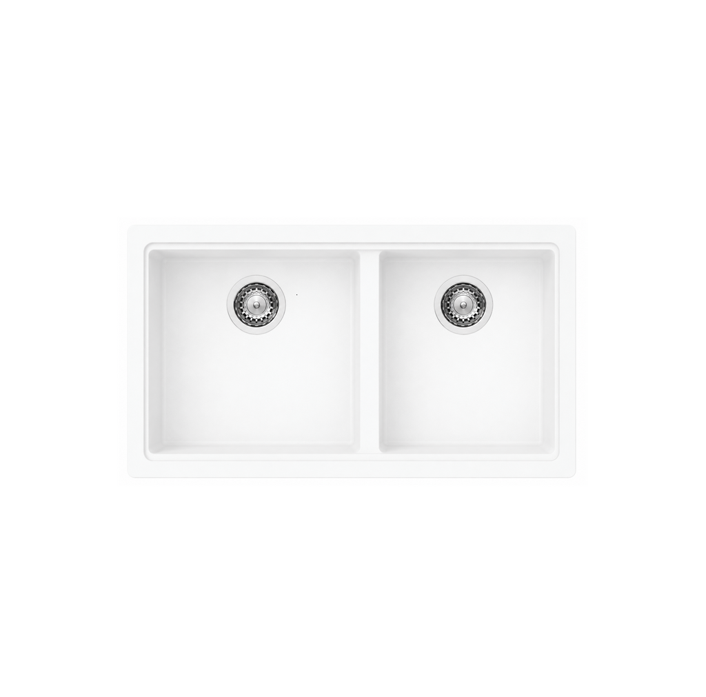 786x446x200mm Carysil Maples Double Bowl Granite Kitchen Sink Deep White
