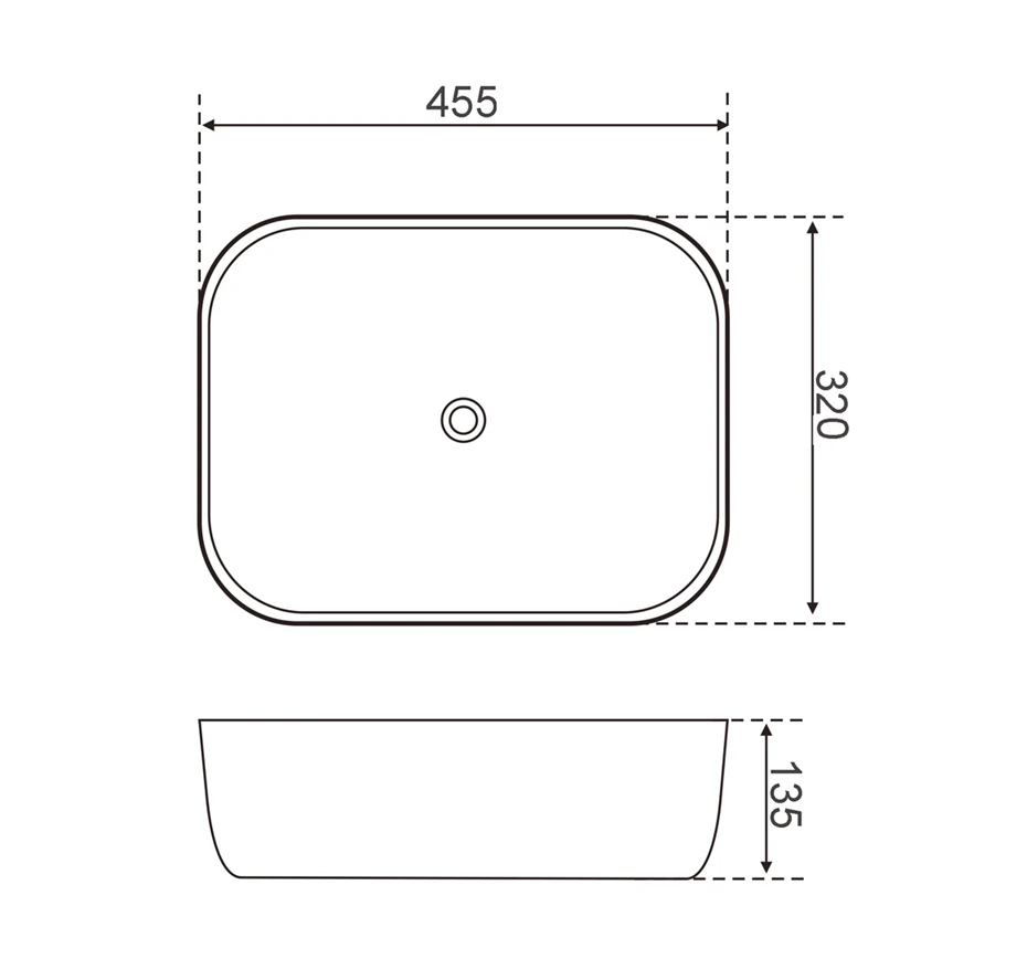 Ceramic Basin 455x320x135mm Fluted Concrete Above Counter Gloss White