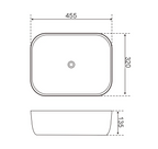 Ceramic Basin 455x320x135mm Fluted Concrete Above Counter Gloss White