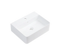 Ceramic Basin 520x420x155mm Square Fluted Concrete Above Counter Gloss White