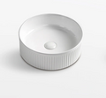 Ceramic Basin 370x370x130mm Fluted Above Counter Gloss White