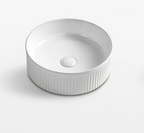 Ceramic Basin 370x370x130mm Fluted Above Counter Gloss White