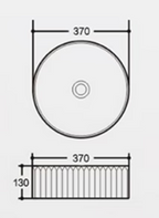 Ceramic Basin 370x370x130mm Fluted Above Counter Matte White