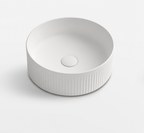 Ceramic Basin 370x370x130mm Fluted Above Counter Matte White
