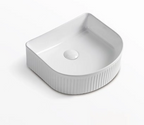 Ceramic Basin 400x350x130mm Fluted Arch Concrete Above Counter Matte White