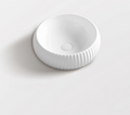 Ceramic Basin 420x420x140mm Round Fluted  Above Counter Gloss White