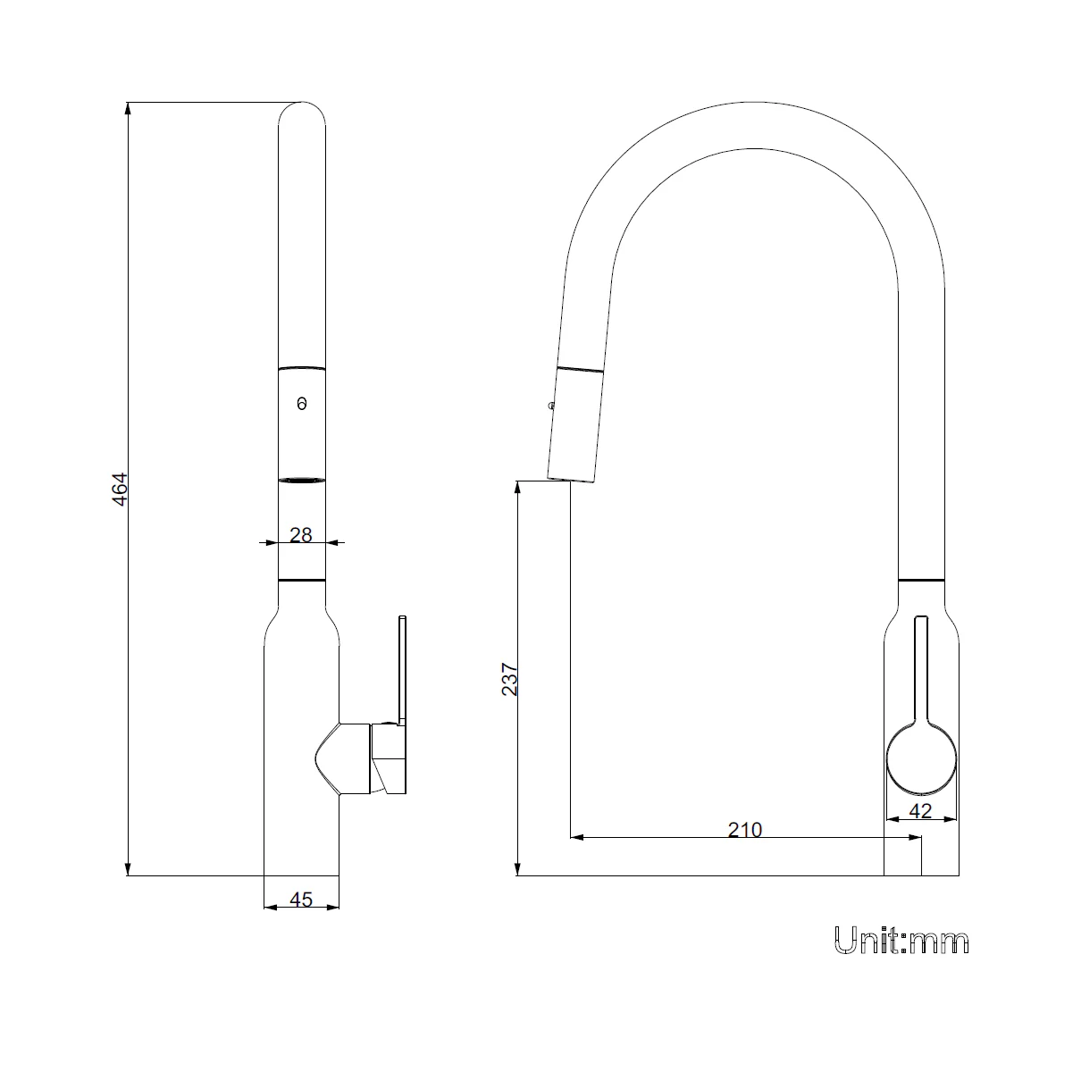 NAVONA Series Kitchen / Laundry Carysil Round Pull Mixer Tap Granite White