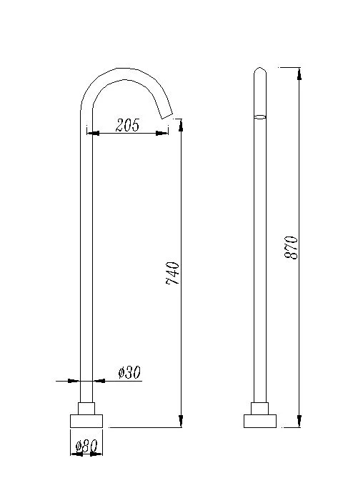 Norico Pentro Series Floor Standing Bath Spout Round Gun Metal Grey