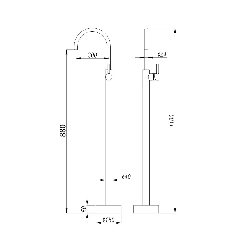 Norico Pentro Series Freestanding Mixer Round Gun Metal Grey