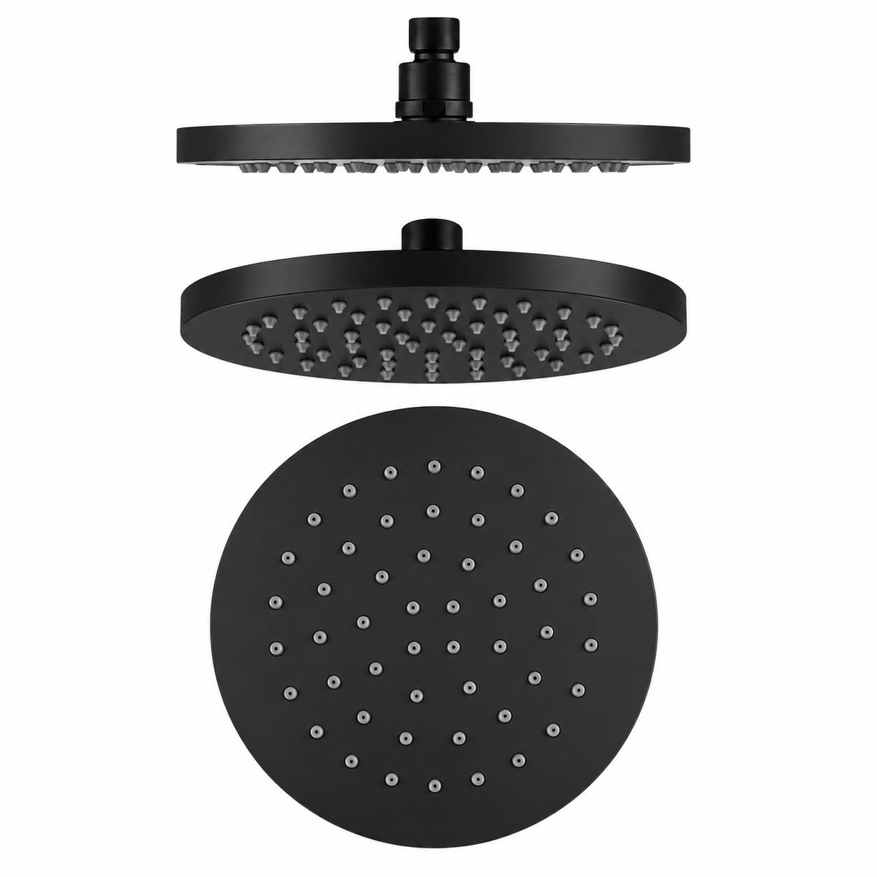 Round Rainfall Shower Head 250mm ABS Black