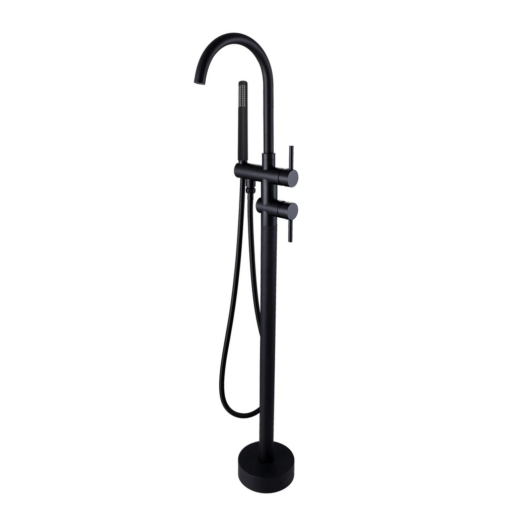 Freestanding Mixer With Diverter & Handheld Shower Round Matte Black