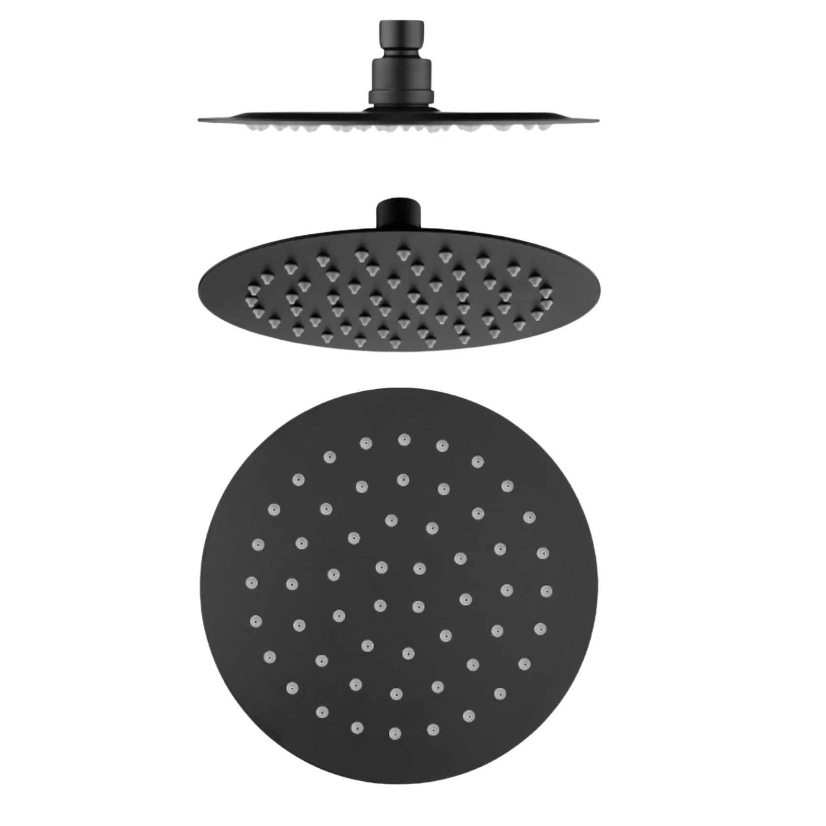 Slim Round Rainfall Shower Head 200mm Matte Black
